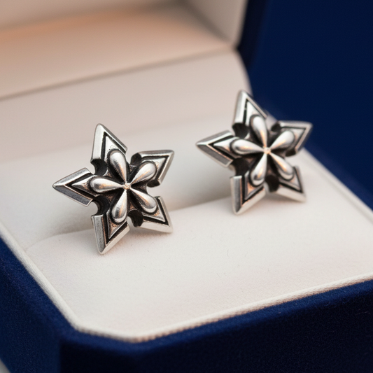 Star Shaped Oxidised Studs