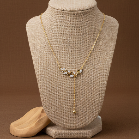 Golden Olive Branch Sterling Silver Necklace