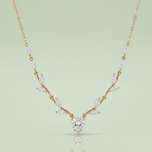 The Amour Leaf & Heart Necklace